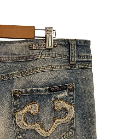 RF Rock LA for Express Boot Cut Y2K Low Rise Distressed Jeans Size 31 - Picture 5 of 8